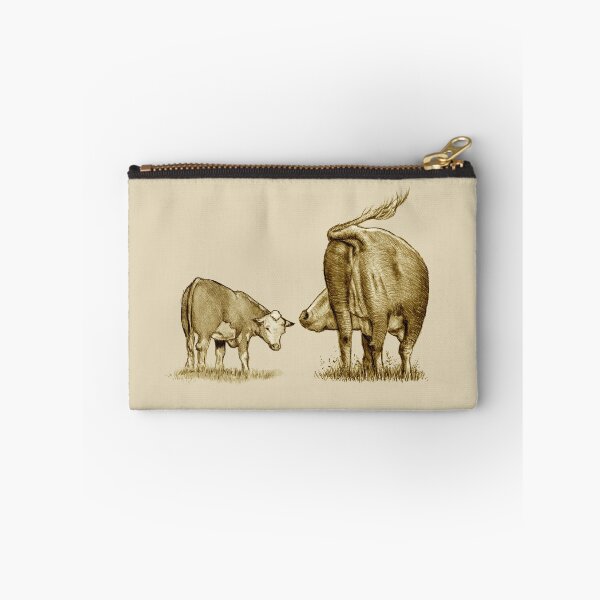Item preview, Beef COW and CALF, Sepia Drawing, Cattle, Farm Animal designed and sold by JoyfulWhimsy.