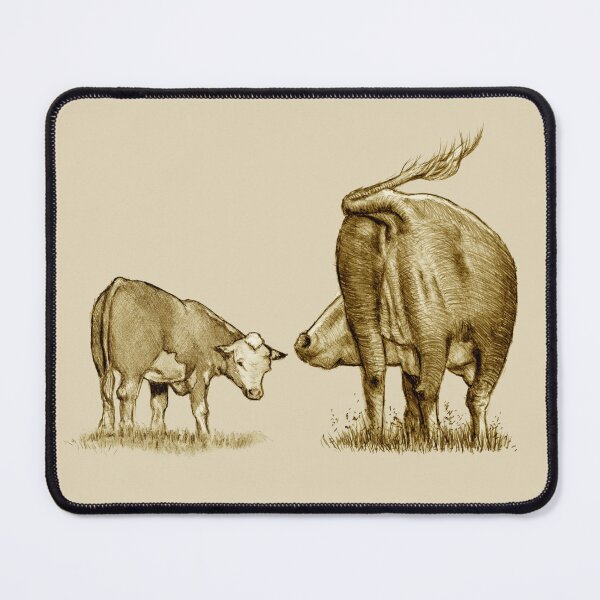 Item preview, Beef COW and CALF, Sepia Drawing, Cattle, Farm Animal designed and sold by JoyfulWhimsy.