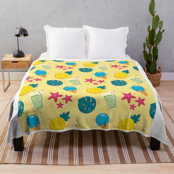 Item preview, Tropical Summer Pattern Blue Ice Creams, Pineapples & Cocktails designed and sold by Jamildesign.