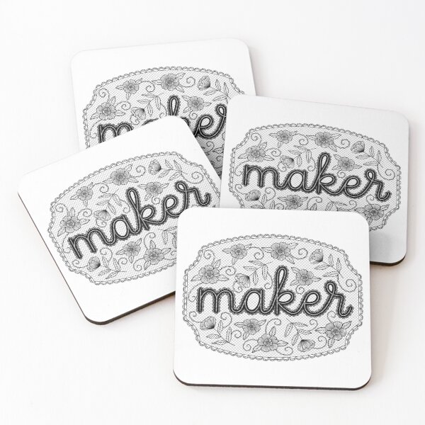 Item preview, Maker in Hand Lettered Script on Vintage-Inspired Floral Lace designed and sold by KelleneHunter.