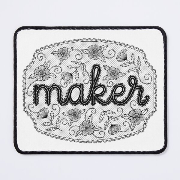 Item preview, Maker in Hand Lettered Script on Vintage-Inspired Floral Lace designed and sold by KelleneHunter.