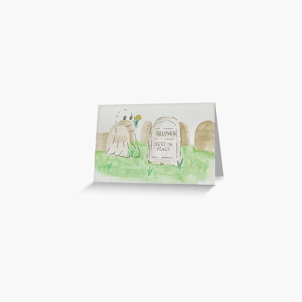 Item preview, Ghost in graveyard watercolour illustration designed and sold by Bugbotherer30.