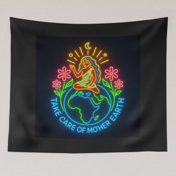 Item preview, Take Care of Mother Earth – Neon Earth Goddess Art designed and sold by AATGShop.