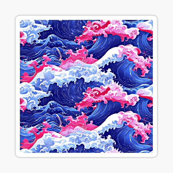 Item preview, Asian-Inspired Blue And Red Ocean Waves Abstract  designed and sold by DEC02.