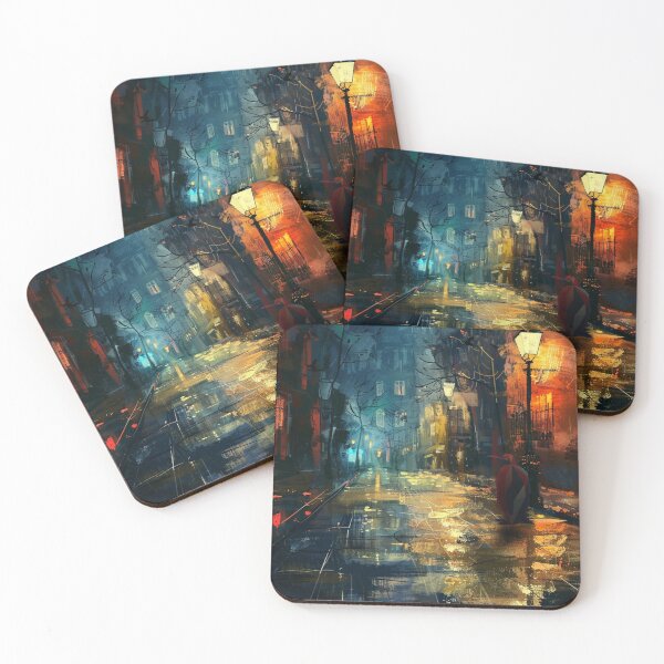 Item preview, Found in the City – Rainy Night Street Scene | Quriofy designed and sold by Quriofy.