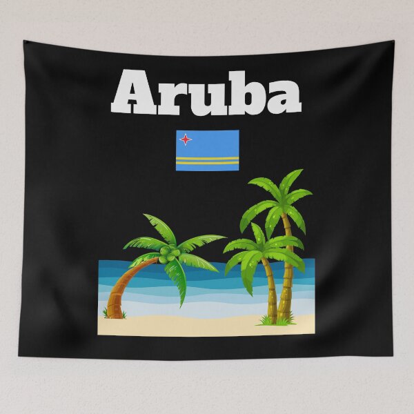 Item preview, Aruba souvenir Caribbean tropical beach palm tree Aruba flag designed and sold by Artstastic.