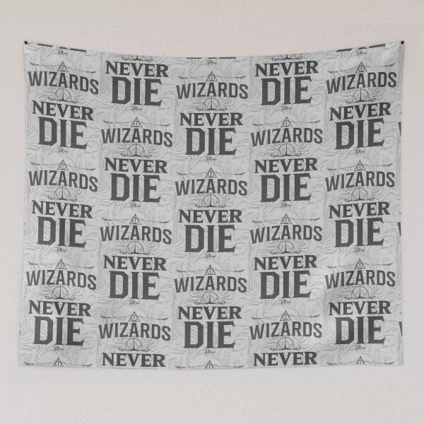 Item preview, wizards never die fantasy relics b&w designed and sold by jbfart.