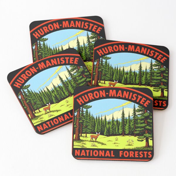 Item preview, Vintage Huron Manistee Nation Forests Decal  designed and sold by TheOldMittenIllustrated.