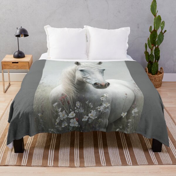 Item preview, White Horse in Flowers designed and sold by CritterWisdom.