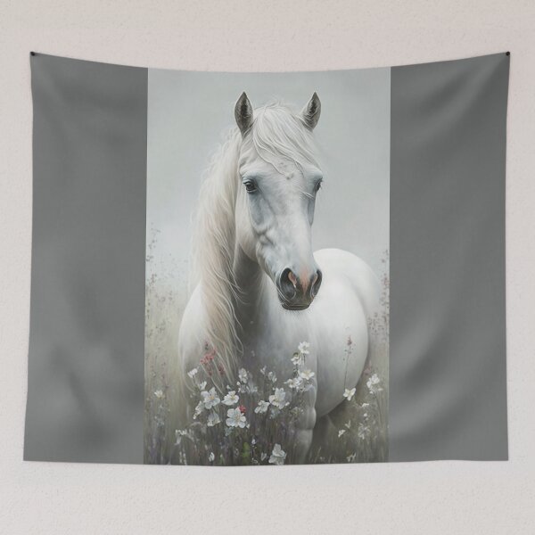 Item preview, White Horse in Flowers designed and sold by CritterWisdom.