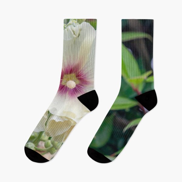 Item preview, Hollyhock flowers on blurred background designed and sold by Kevin Hellon.