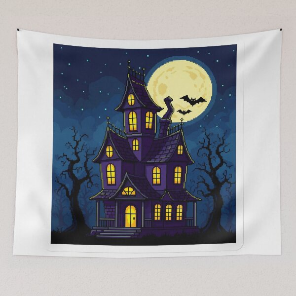Item preview, Pixel Art Haunted House Sticker | Retro Gaming Halloween | 8-Bit Spooky Aesthetic designed and sold by StickyGuys.