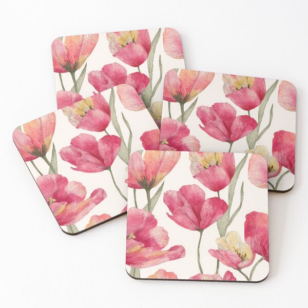 Item preview, Pink Parrot Tulips – Elegant Watercolor Seamless Botanical Pattern designed and sold by dawnleblanc55.
