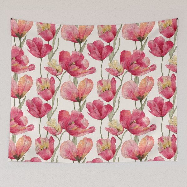 Item preview, Pink Parrot Tulips – Elegant Watercolor Seamless Botanical Pattern designed and sold by dawnleblanc55.