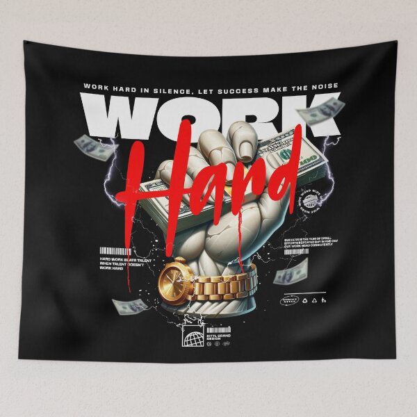 Item preview, Work Hard Motivational Urban Streetwear Design – Hustle Grind Money Mindset designed and sold by MINSET WEAR ® – Born from Mindset, Built on Discipline..