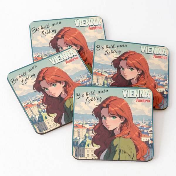 Item preview,  Retro Anime Girl from Vienna Austria Europe Vintage Travel Romantic Quote designed and sold by Kawaii-Sky.