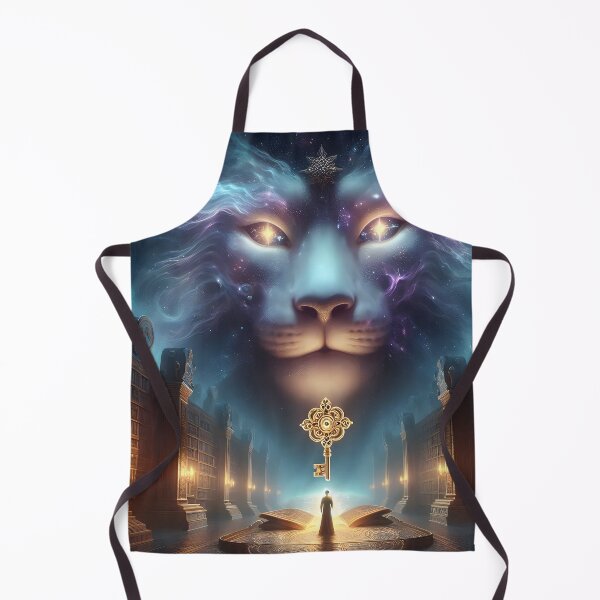 Item preview, Mystical Library With Celestial Lion And Golden Key designed and sold by The Cosmic Nexus.