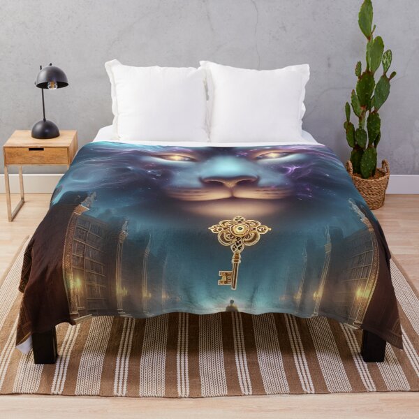 Item preview, Mystical Library With Celestial Lion And Golden Key designed and sold by The Cosmic Nexus.
