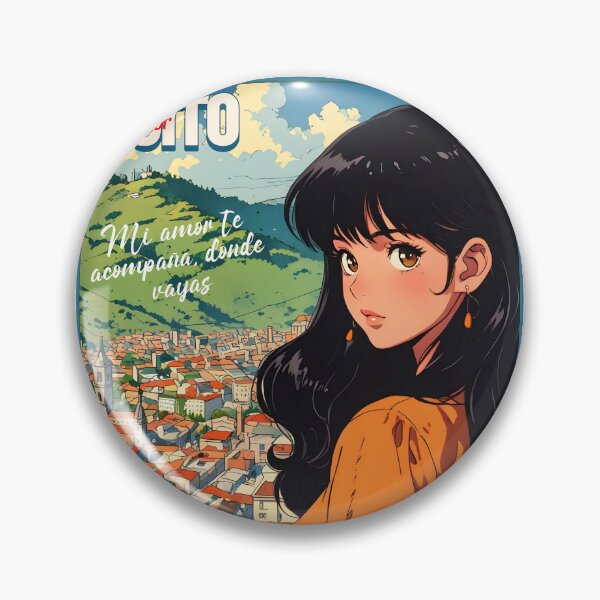 Item preview, Retro Anime Girl from Quito Ecuador Vintage Travel Romantic Quote designed and sold by Kawaii-Sky.