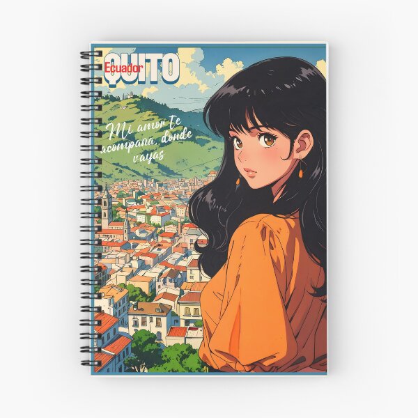 Item preview, Retro Anime Girl from Quito Ecuador Vintage Travel Romantic Quote designed and sold by Kawaii-Sky.