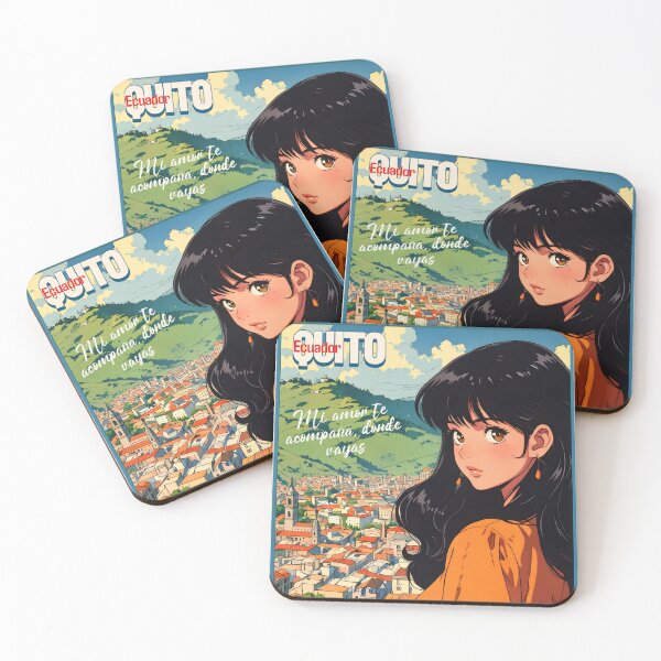 Item preview, Retro Anime Girl from Quito Ecuador Vintage Travel Romantic Quote designed and sold by Kawaii-Sky.