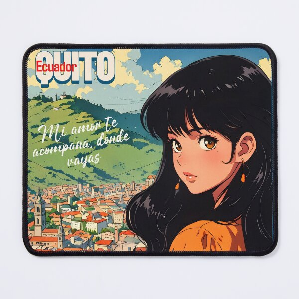 Item preview, Retro Anime Girl from Quito Ecuador Vintage Travel Romantic Quote designed and sold by Kawaii-Sky.