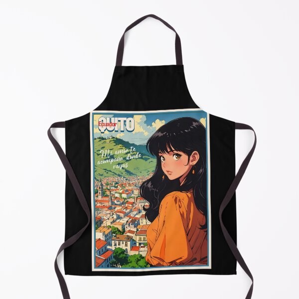 Item preview, Retro Anime Girl from Quito Ecuador Vintage Travel Romantic Quote designed and sold by Kawaii-Sky.