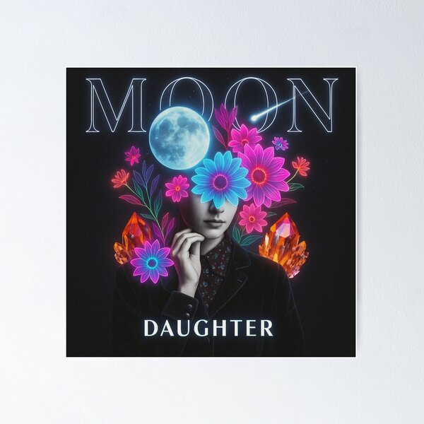 Item preview, Moon Daughter – Psychedelic Lunar Crystal Mystic Floral Art  designed and sold by AATGShop.