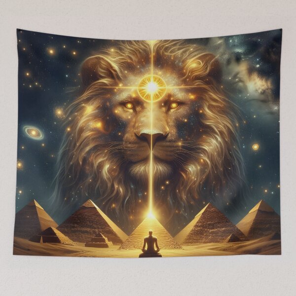 Item preview, Cosmic Lion's Gate Over Egyptian Pyramids designed and sold by The Cosmic Nexus.
