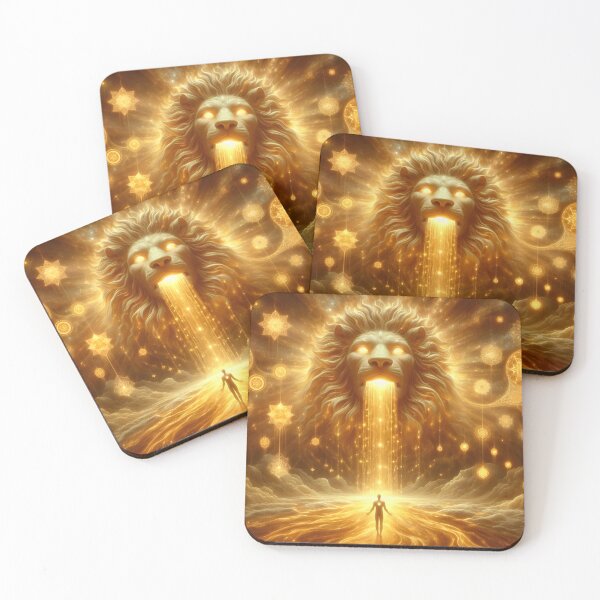 Item preview, A Celestial Lion Pours Golden Light Onto Figure designed and sold by The Cosmic Nexus.