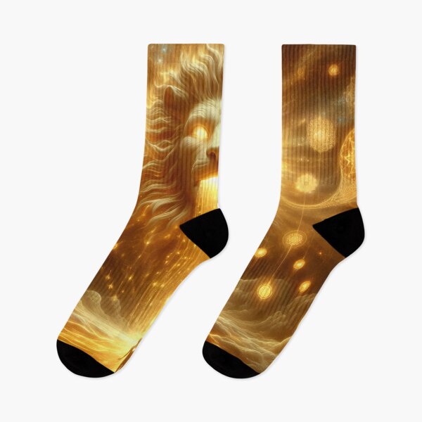 Item preview, A Celestial Lion Pours Golden Light Onto Figure designed and sold by The Cosmic Nexus.