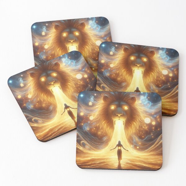 Item preview, Celestial Lion Breathes Golden Light Upon A Woman designed and sold by The Cosmic Nexus.