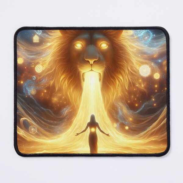 Item preview, Celestial Lion Breathes Golden Light Upon A Woman designed and sold by The Cosmic Nexus.