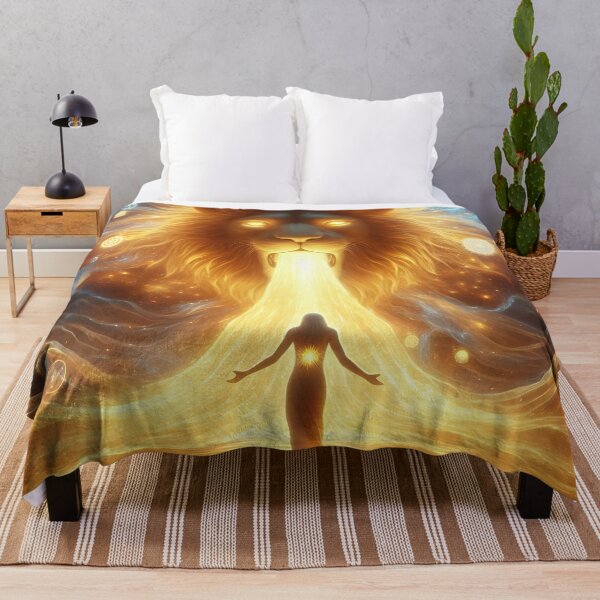 Item preview, Celestial Lion Breathes Golden Light Upon A Woman designed and sold by The Cosmic Nexus.