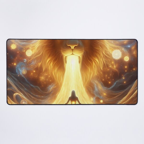 Item preview, Celestial Lion Breathes Golden Light Upon A Woman designed and sold by The Cosmic Nexus.