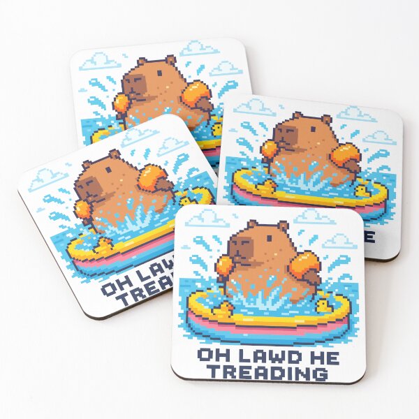 Item preview, Capybara Float Party in Pixel designed and sold by NaturePixel.