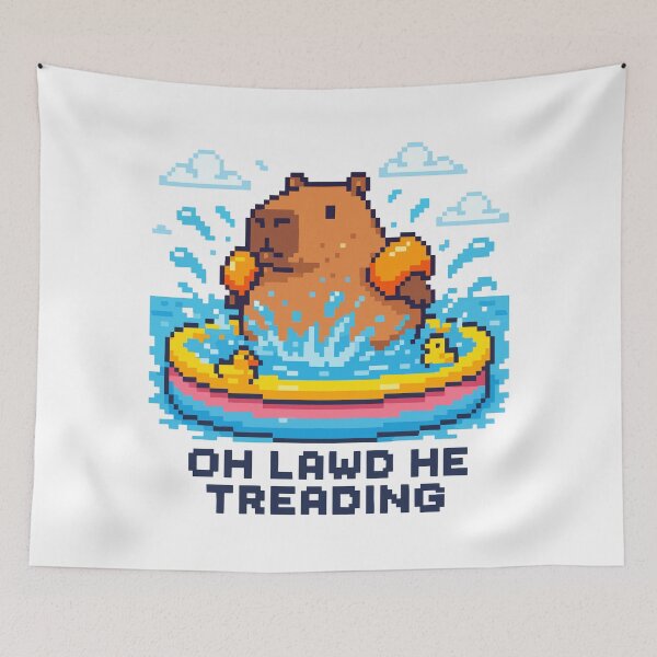 Item preview, Capybara Float Party in Pixel designed and sold by NaturePixel.