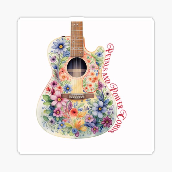 Item preview, Floral Acoustic Guitar "Petals and Power Cords" designed and sold by Friends Custom Creations.