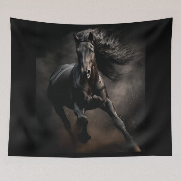 Item preview, Brown/Black Stallion running portrait designed and sold by CritterWisdom.
