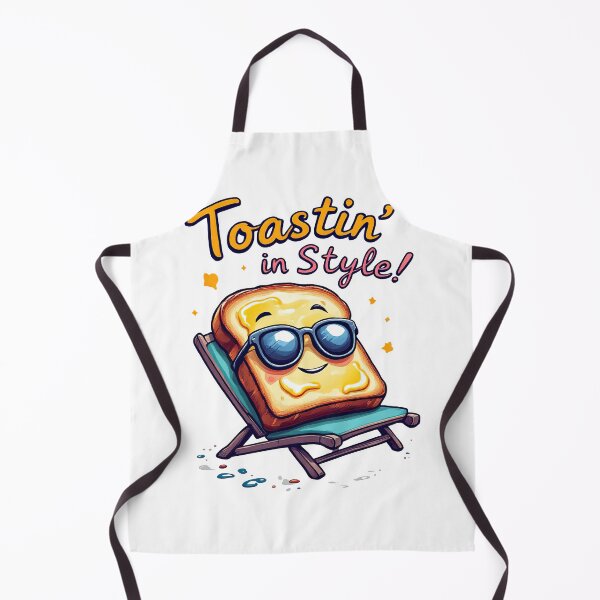 Item preview, Cartoon toast with sunglasses on a beach chair with the words toastin ' in style designed and sold by cafegrafis.