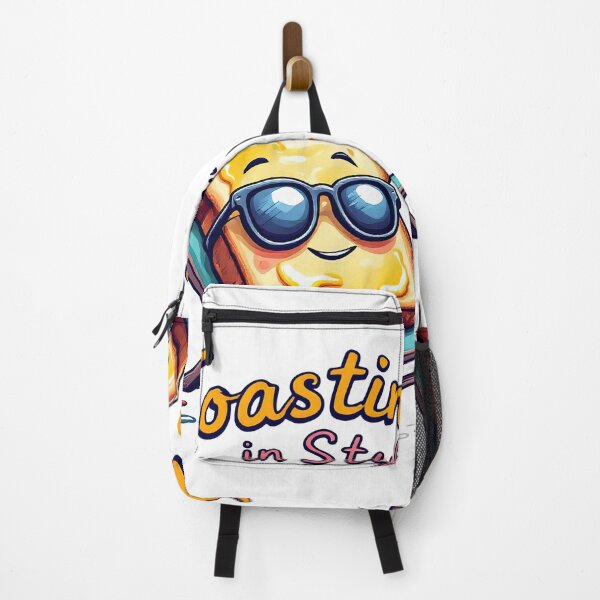 Item preview, Cartoon toast with sunglasses on a beach chair with the words toastin ' in style designed and sold by cafegrafis.