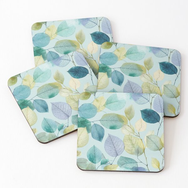 Item preview, Translucent Leaf Skeletons – Aqua and GoldSeamless Botanical Pattern designed and sold by dawnleblanc55.