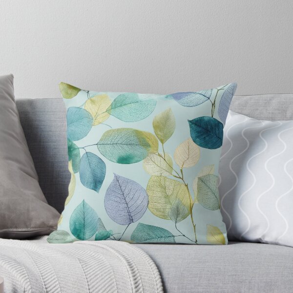 Item preview, Translucent Leaf Skeletons – Aqua and GoldSeamless Botanical Pattern designed and sold by dawnleblanc55.