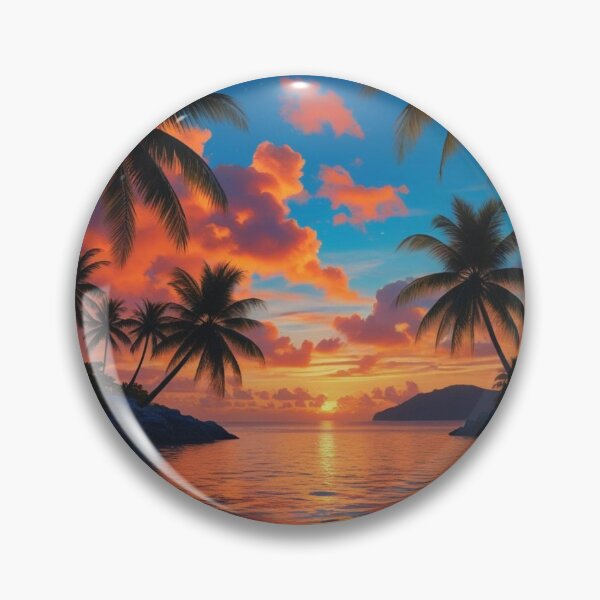Item preview, Tropical Paradise Sunset with Reflective Ocean and Palm Trees designed and sold by Uniquely Yours.