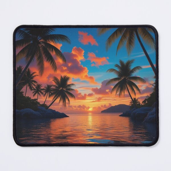 Item preview, Tropical Paradise Sunset with Reflective Ocean and Palm Trees designed and sold by Uniquely Yours.