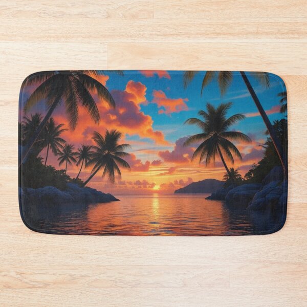 Item preview, Tropical Paradise Sunset with Reflective Ocean and Palm Trees designed and sold by Uniquely Yours.