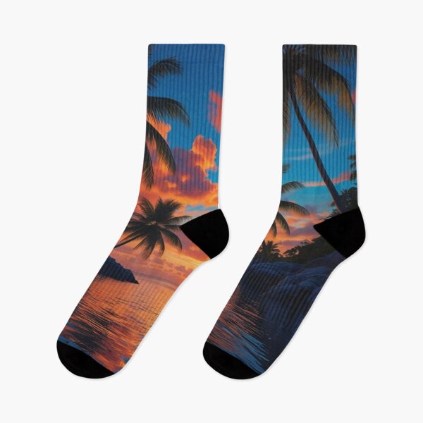 Item preview, Tropical Paradise Sunset with Reflective Ocean and Palm Trees designed and sold by Uniquely Yours.