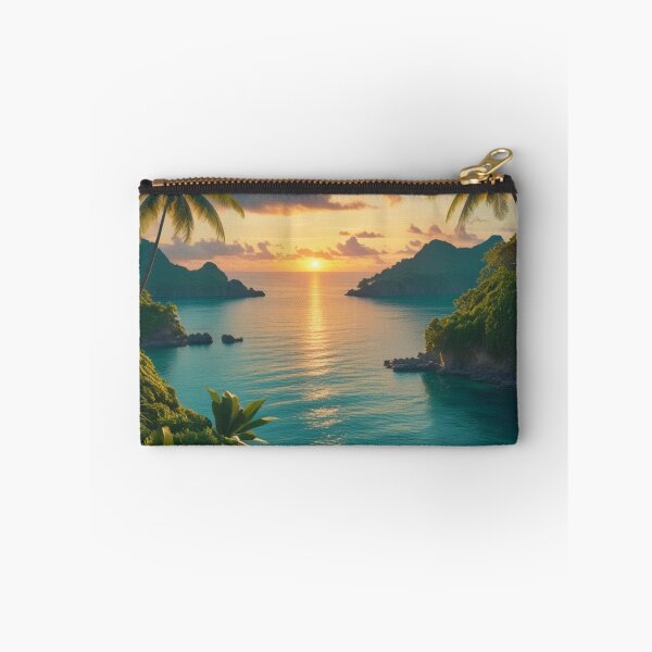 Item preview, Tropical Cove Sunset with Lush Jungle and Serene Ocean View designed and sold by Uniquely Yours.