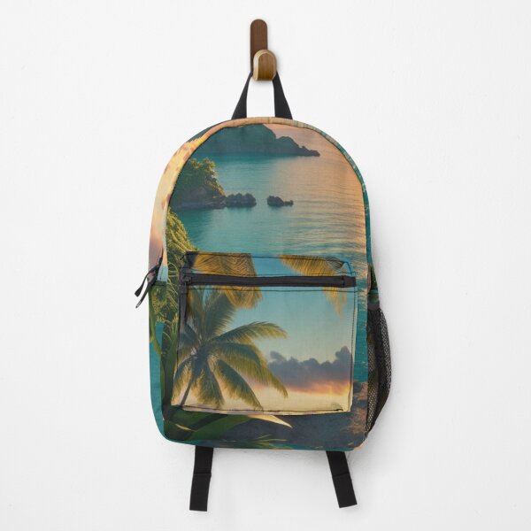 Item preview, Tropical Cove Sunset with Lush Jungle and Serene Ocean View designed and sold by Uniquely Yours.