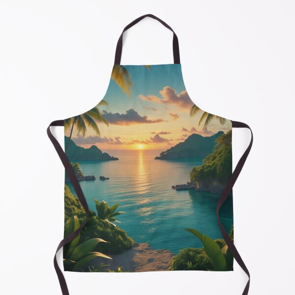 Item preview, Tropical Cove Sunset with Lush Jungle and Serene Ocean View designed and sold by Uniquely Yours.